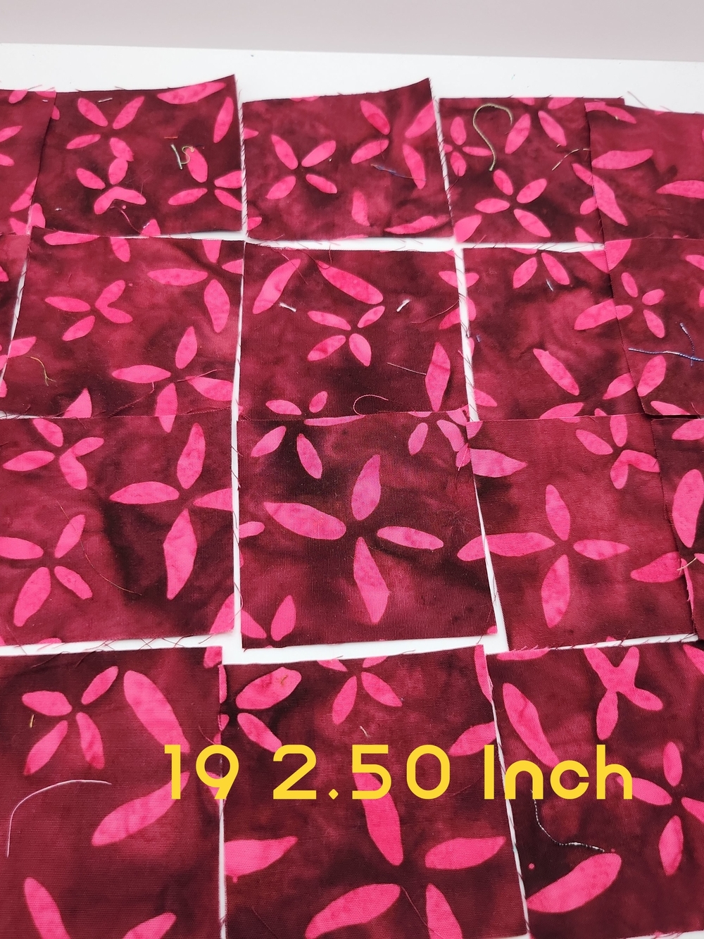 Pink Floral Batik Cotton Quilt Squares